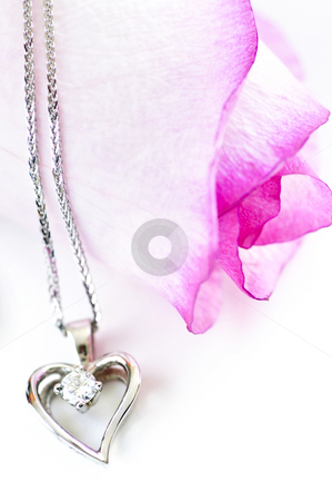 To use this stock image in your creative project, please select the size you need over to the right and click the "Add to Cart" button.
Your downloaded image will come with the Cutcaster watermark removed so don’t worry about the watermark you see on this page. Diamond necklace on rose stock photo, Heart pendant with diamond with a pink rose by Elena Elisseeva