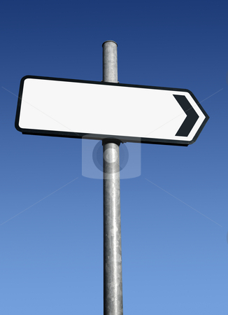 Right pointing blank white direction sign. Right pointing blank white direction sign. stock photo, Right pointing blank white direction sign. by Stephen Rees