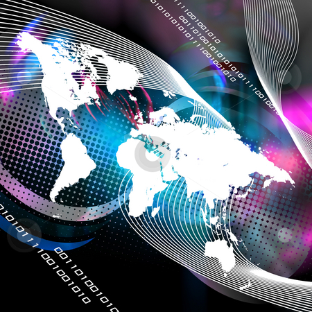 To use this stock image in your creative project, please select the size you need over to the right and click the "Add to Cart" button.
Your downloaded image will come with the Cutcaster watermark removed so don’t worry about the watermark you see on this page. Worldwide Montage stock photo, A world map montage with binary code. This image works great for business internet communications and more. by Todd Arena
