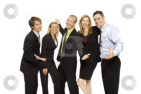 To use this stock image in your creative project, please select the size you need over to the right and click the "Add to Cart" button.
Your downloaded image will come with the Cutcaster watermark removed so don’t worry about the watermark you see on this page. Business people stand together stock photo, Five business people stand together happily by Rick Becker-Leckrone