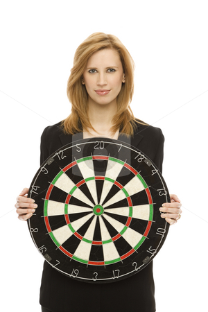 To use this stock image in your creative project, please select the size you need over to the right and click the "Add to Cart" button.
Your downloaded image will come with the Cutcaster watermark removed so don’t worry about the watermark you see on this page. Businesswoman with dart board stock photo, Businesswoman in a suit holds a dart board by Rick Becker-Leckrone