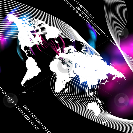 To use this stock image in your creative project, please select the size you need over to the right and click the "Add to Cart" button.
Your downloaded image will come with the Cutcaster watermark removed so don’t worry about the watermark you see on this page. Worldwide Montage stock photo, A world map montage with binary code. This image works great for business internet communications and more. by Todd Arena