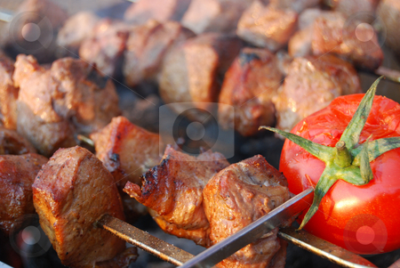 Shashlik Shashlik stock photo, Tasty fried pork with tomato by Leyla Akhundova