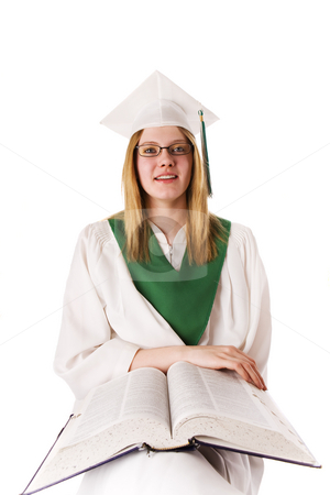 School graduate School graduate stock photo, A teenage graduate with a large open book by Steve Mcsweeny