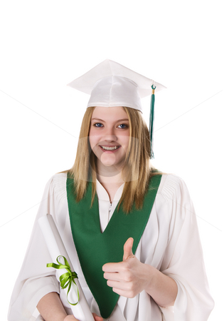 To use this stock image in your creative project, please select the size you need over to the right and click the "Add to Cart" button.
Your downloaded image will come with the Cutcaster watermark removed so don’t worry about the watermark you see on this page. Thumbs up stock photo, A teenager receives her diploma and gives a thumbs up by Steve Mcsweeny