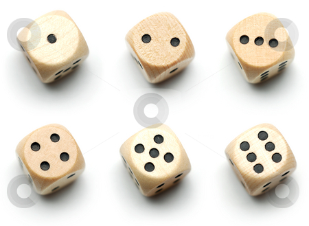 To use this stock image in your creative project, please select the size you need over to the right and click the "Add to Cart" button.
Your downloaded image will come with the Cutcaster watermark removed so don’t worry about the watermark you see on this page. Wooden dice, all numbers stock photo, Dice showing 1, 2, 3, 4, 5, and 6 dots isolated on white. by Gjermund Alsos