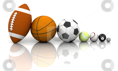 Sports balls stock photo, Various sports balls by Kirsty Pargeter