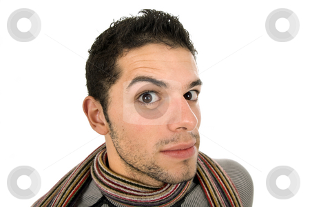 Silly Silly stock photo, Young silly man portrait in a white background by Rui Vale de Sousa