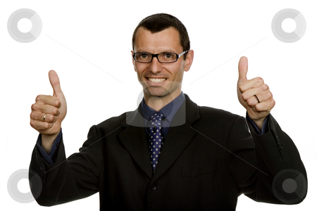 Thumbs up Thumbs up stock photo, Young business man going thumbs up, isolated on white by Rui Vale de Sousa