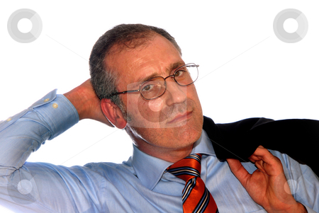 Man Man stock photo, Business man full of thoughts - isolated over a white background by Rui Vale de Sousa