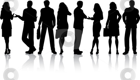 To use this stock image in your creative project, please select the size you need over to the right and click the "Add to Cart" button.
Your downloaded image will come with the Cutcaster watermark removed so don’t worry about the watermark you see on this page. Business people stock vector clipart, Silhouettes of business people by Kirsty Pargeter