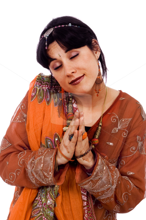 To use this stock image in your creative project, please select the size you need over to the right and click the "Add to Cart" button.
Your downloaded image will come with the Cutcaster watermark removed so don’t worry about the watermark you see on this page. Beautiful woman stock photo, Young beuatiful woman white isolate etnic dress by Marc Torrell