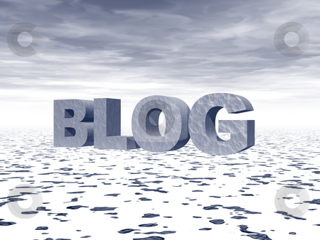 Blog Blog stock photo, The word blog in big 3d letters in a snow landscape by J?