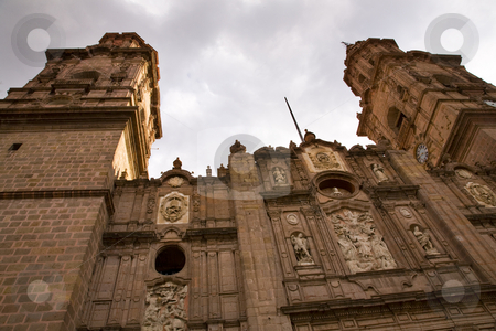 To use this stock image in your creative project, please select the size you need over to the right and click the "Add to Cart" button.
Your downloaded image will come with the Cutcaster watermark removed so don’t worry about the watermark you see on this page. Main Cathedral Steeples Looking Up Morelia Mexico stock photo, Looking Up at Towers Main Cathedral Morelia Mexico by William Perry