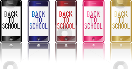 To use this stock image in your creative project, please select the size you need over to the right and click the "Add to Cart" button.
Your downloaded image will come with the Cutcaster watermark removed so don’t worry about the watermark you see on this page. Phone Back to School stock vector clipart, Set of 5 different colors modern phones with back to school message by gubh83