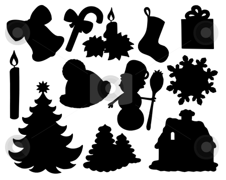 To use this stock image in your creative project, please select the size you need over to the right and click the "Add to Cart" button.
Your downloaded image will come with the Cutcaster watermark removed so don’t worry about the watermark you see on this page. Christmas silhouette collection 02 stock vector clipart, Christmas silhouette collection 02 - vector illustration. by Klara Viskova