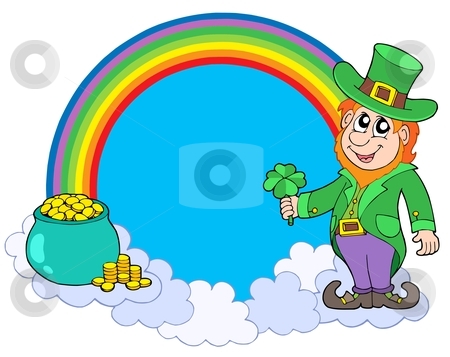Rainbow circle with leprechaun Rainbow circle with leprechaun stock vector clipart, Rainbow circle with leprechaun - vector illustration. by Klara Viskova
