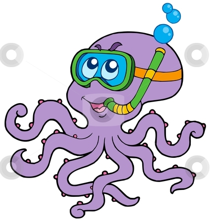 To use this stock image in your creative project, please select the size you need over to the right and click the "Add to Cart" button.
Your downloaded image will come with the Cutcaster watermark removed so don’t worry about the watermark you see on this page. Octopus snorkel diver stock vector clipart, Octopus snorkel diver - vector illustration. by Klara Viskova