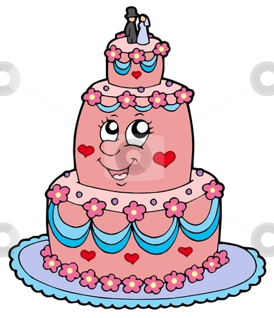 Cartoon wedding cake stock vector clipart Cartoon wedding cake vector