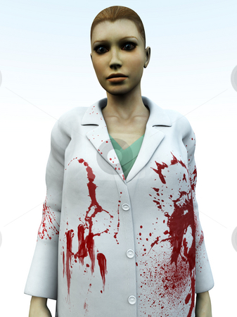 To use this stock image in your creative project, please select the size you need over to the right and click the "Add to Cart" button.
Your downloaded image will come with the Cutcaster watermark removed so don’t worry about the watermark you see on this page. Bloody Nurse stock photo, Medical or Halloween concept image of a nurse covered in blood. by Chris Harvey