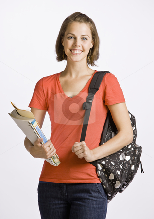 Student carrying backpack and books Student carrying backpack and books stock photo, Student carrying backpack and books by Jonathan Ross