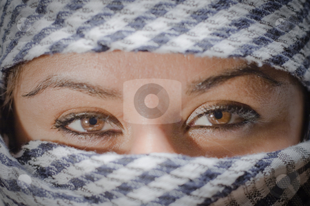 Dark eyes Dark eyes stock photo, Girl with dark eyes and a scarf by Fredrik Elfdahl