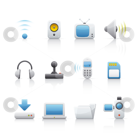 To use this stock image in your creative project, please select the size you need over to the right and click the "Add to Cart" button.
Your downloaded image will come with the Cutcaster watermark removed so don’t worry about the watermark you see on this page. Icon Set - Computer Equipament stock vector clipart, Set of icons on white background in Adobe Illustrator EPS 8 format for multiple applications. by Sebasti??n Al?