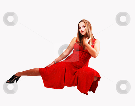 To use this stock image in your creative project, please select the size you need over to the right and click the "Add to Cart" button.
Your downloaded image will come with the Cutcaster watermark removed so don’t worry about the watermark you see on this page. Young girl hocking on floor. stock photo, An pretty, young long haired woman, hocking on the floor, her right leg
stretched out, in a gorgeous red dress for light gray background. by Horst Petzold