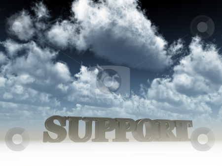 To use this stock image in your creative project, please select the size you need over to the right and click the "Add to Cart" button.
Your downloaded image will come with the Cutcaster watermark removed so don’t worry about the watermark you see on this page. Support stock photo, The word support under cloudy blue sky - 3d illustration by J?