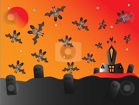 Bats around Church Bats around Church stock photo, Bats flying around a church and graveyard by Stephen Clarke