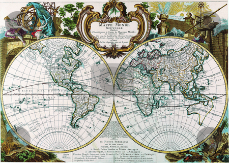 To use this stock image in your creative project, please select the size you need over to the right and click the "Add to Cart" button.
Your downloaded image will come with the Cutcaster watermark removed so don’t worry about the watermark you see on this page. Double Hemisphere Map George Louis Le Rouge stock photo, Antique Maps of the World
Double Hemisphere Map
George Louis Le Rouge
c 1744 by Old maps Digital pictures