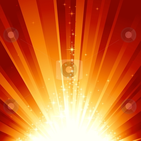 Festive red golden Christmas background Festive red golden Christmas background stock vector clipart, Burst of light and stars forming a stylized Christmas tree. 7 global colors, background controlled by 1 linear gradient. Artwork grouped and layered. by Ina Wendrock