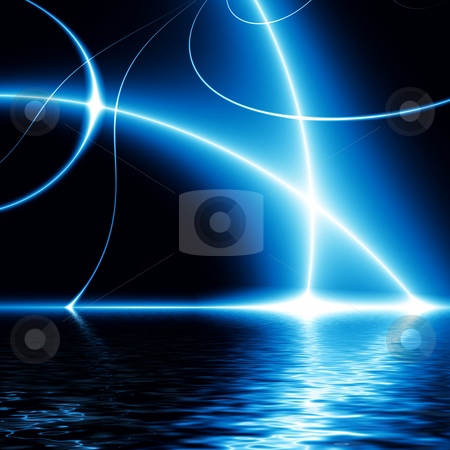 Dance of Blue Lights, fractal02FX2c Dance of Blue Lights, fractal02FX2c stock photo, Dance Of Lights over the Sea. Abstract Blue lights in the dark, reflected on a water surface (Computer generated background) by Germán Ariel Berra