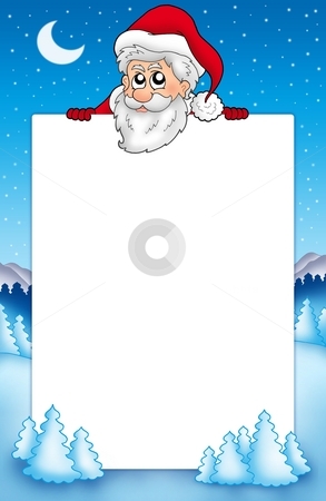 Frame with lurking Santa Claus 1 Frame with lurking Santa Claus 1 stock photo, Frame with lurking Santa Claus 1 - color illustration. by Klara Viskova