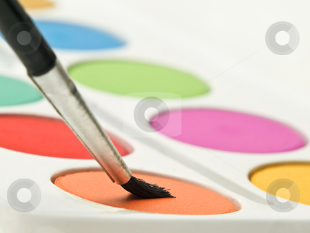 To use this stock image in your creative project, please select the size you need over to the right and click the "Add to Cart" button.
Your downloaded image will come with the Cutcaster watermark removed so don’t worry about the watermark you see on this page. Color sampling stock photo, Paintbrush sampling a color out of the palette , closeup shot over white background taken from the low angle by Vladimir Koletic