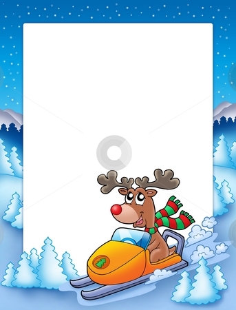 To use this stock image in your creative project, please select the size you need over to the right and click the "Add to Cart" button.
Your downloaded image will come with the Cutcaster watermark removed so don’t worry about the watermark you see on this page. Frame with reindeer riding scooter stock photo, Frame with reindeer riding scooter - color illustration. by Klara Viskova
