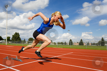 Track athlete Track athlete stock photo, Track athlete exploding out of the starting blocks by Steve Mcsweeny
