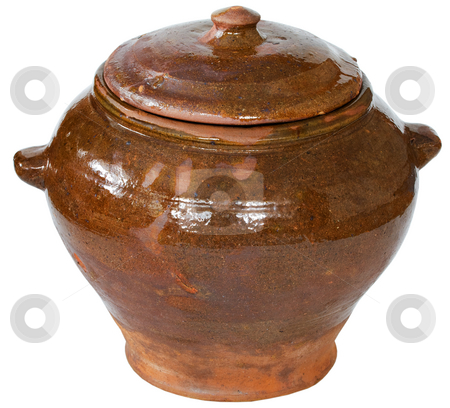 Brown ceramic pot Brown ceramic pot stock photo, Brown ceramic pot on the white background by Alexey Romanov