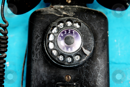 Phone Phone stock photo, Old telephone over blue background. Retro object by Giuseppe Ramos