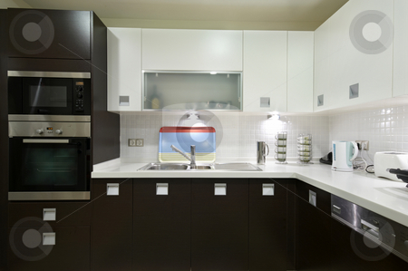 Modern Kitchens Pictures on Sleek Modern Kitchen Stock Photo  A Modern Kitchen With Sleek Brown