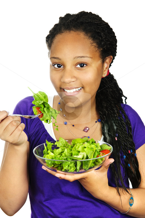 To use this stock image in your creative project, please select the size you need over to the right and click the "Add to Cart" button.
Your downloaded image will come with the Cutcaster watermark removed so don’t worry about the watermark you see on this page. Girl having salad stock photo, Isolated portrait of black teenage girl with salad bowl by Elena Elisseeva