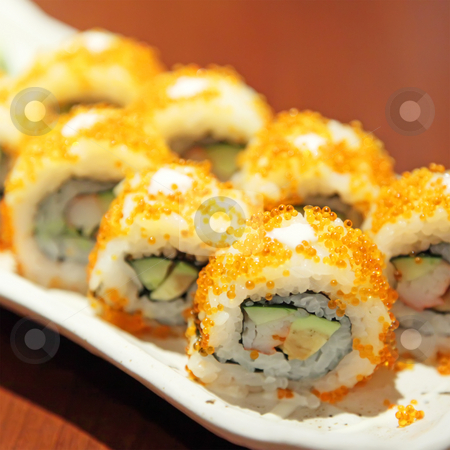 To use this stock image in your creative project, please select the size you need over to the right and click the "Add to Cart" button.
Your downloaded image will come with the Cutcaster watermark removed so don’t worry about the watermark you see on this page. Sushi stock photo, Sushi California Maki Futomaki Serving As Meal by Kheng Ho Toh