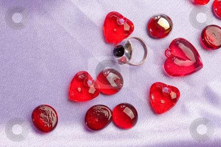 Ring and heart Ring and heart stock photo, Red decoration, ring and heart for valentine day by Gennady Kravetsky