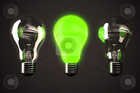 To use this stock image in your creative project, please select the size you need over to the right and click the "Add to Cart" button.
Your downloaded image will come with the Cutcaster watermark removed so don’t worry about the watermark you see on this page. Green light bulb stock photo, Three bulbs with one glowing in middle by Peter Lecko
