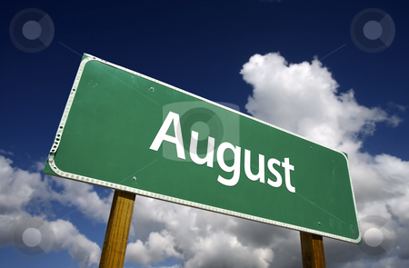 August Green Road Sign August Green Road Sign stock photo, August Green Road Sign with dramatic blue sky and clouds - Months of the Year Series. by Andy Dean