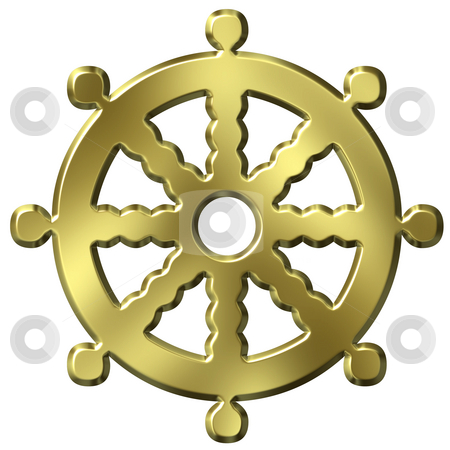 3D Godlen Buddhism Symbol Wheel of Life 3D Godlen Buddhism Symbol Wheel of Life stock photo, 3d golden buddhism symbol wheel of life isolated in white by Georgios Kollidas