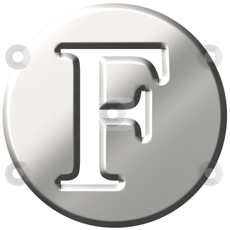 3D Steel Letter F 3D Steel Letter F stock photo, 3d steel letter F isolated in white by Georgios Kollidas