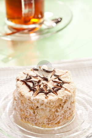 Cake Cake stock photo, Food series: tasty cake with cream and chocolate by Gennady Kravetsky