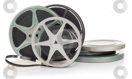 To use this stock image in your creative project, please select the size you need over to the right and click the "Add to Cart" button.
Your downloaded image will come with the Cutcaster watermark removed so don’t worry about the watermark you see on this page. Film reels stock photo, Film reels and canisters isolated on white background by James Steidl