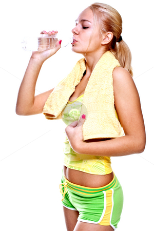 Woman holding a bottle of water Woman holding a bottle of water stock photo, Woman holding a bottle of water on a white background by Artem Zamula